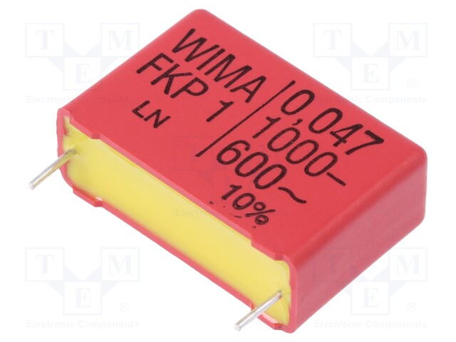 Capacitor: polypropylene; 47nF; 27.5mm; ±10%; 11x21x31.5mm; 600VAC