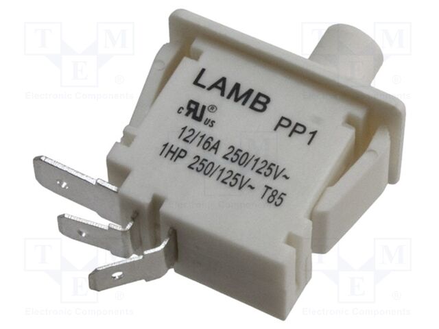 Switch: push-button; Pos: 2; SPDT; 12A/250VAC; white; Illumin: none