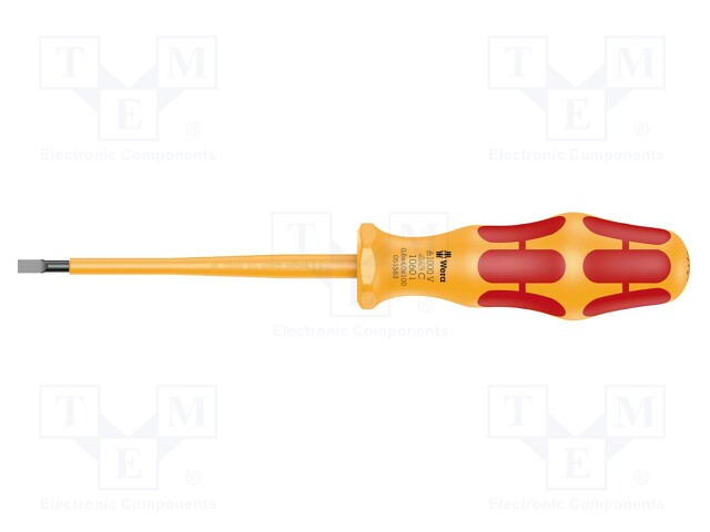 Screwdriver; insulated; slot; 4,0x0,8mm; Blade length: 100mm