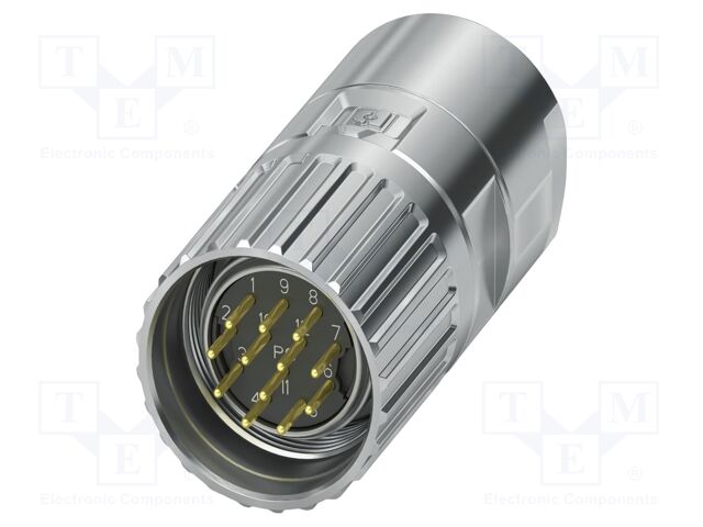 Connector: M23; plug; PIN: 12; soldering; straight; M23 PRO; 8A; 150V