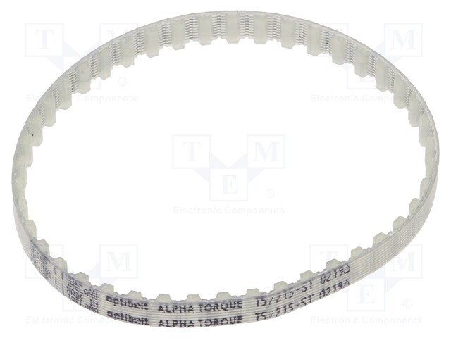 Timing belt; T5; W: 6mm; H: 2.2mm; Lw: 215mm; Tooth height: 1.2mm