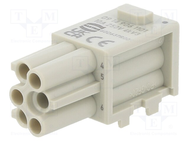 Connector: HDC; module; female; Han Modular Domino; PIN: 6