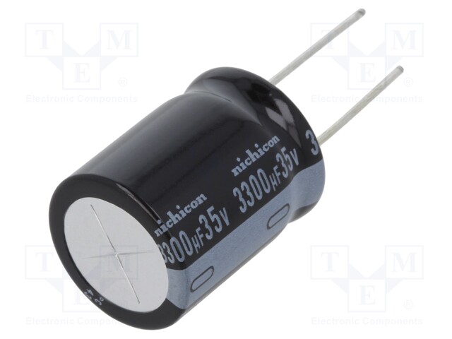 Capacitor: electrolytic; THT; 3300uF; 35VDC; Ø20x25mm; Pitch: 10mm