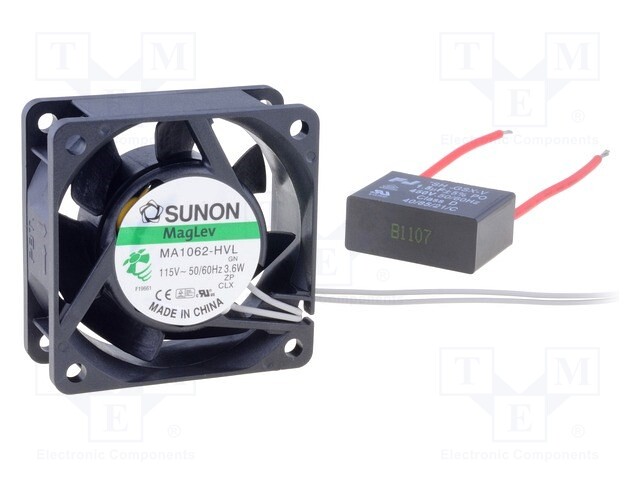 Fan: AC; axial; 115VAC; 60x60x25mm; 29.7m3/h; 30dBA; Vapo; 4100rpm