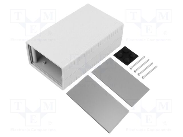 Enclosure: with panel; X: 95mm; Y: 158mm; Z: 58mm; ABS; light grey