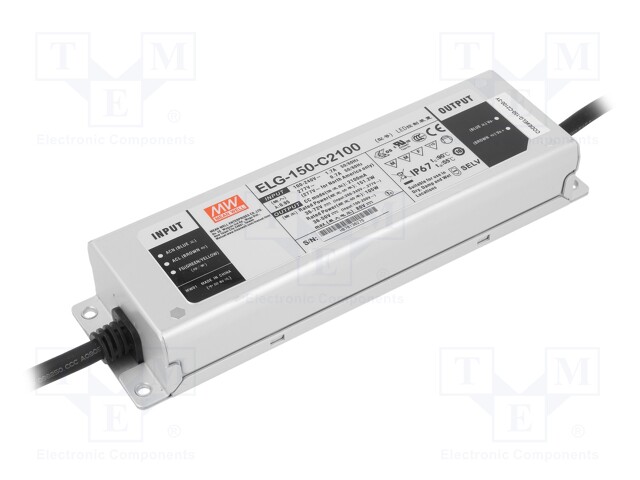 Power supply: switched-mode; LED; 151.2W; 36÷72VDC; 2100mA; IP67