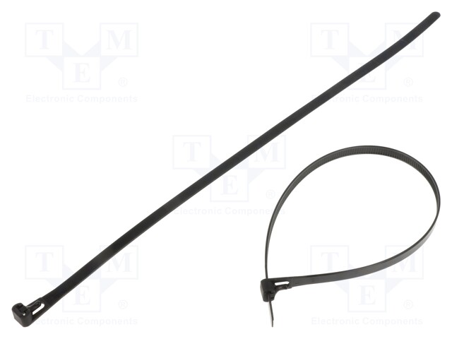 Cable tie; multi use; L: 350mm; W: 7.2mm; polyamide; black; 50pcs.