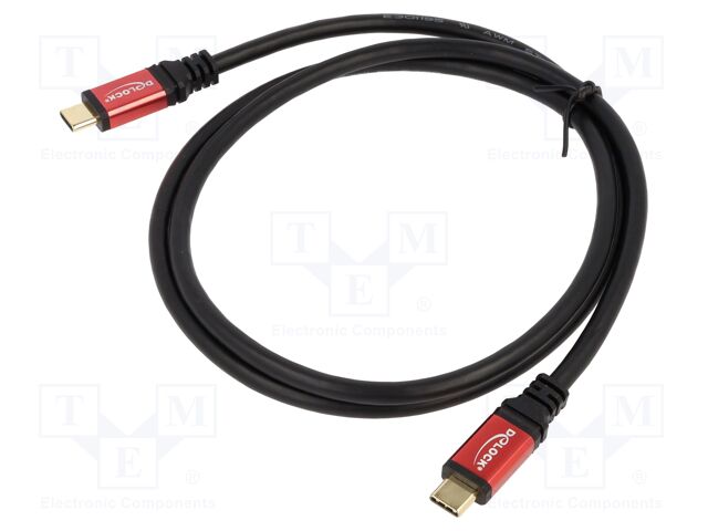 Cable; USB C plug,both sides; gold-plated; 1m; black; 22AWG,32AWG