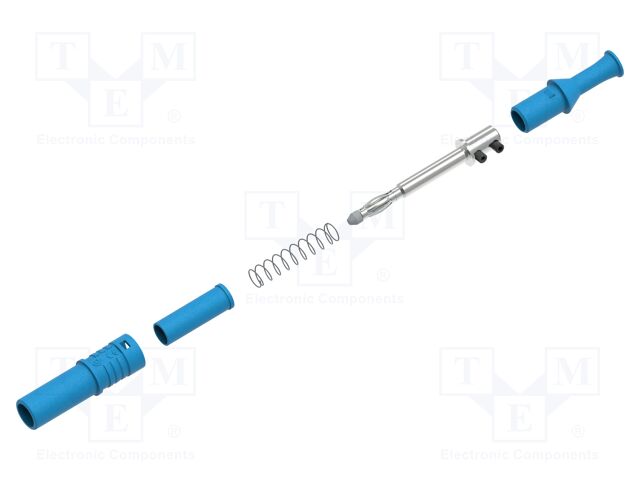 Connector: 4mm banana; plug; 36A; blue; insulated; nickel plated