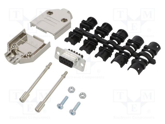 D-Sub; PIN: 9; female; shielded,metalized; straight; for cable