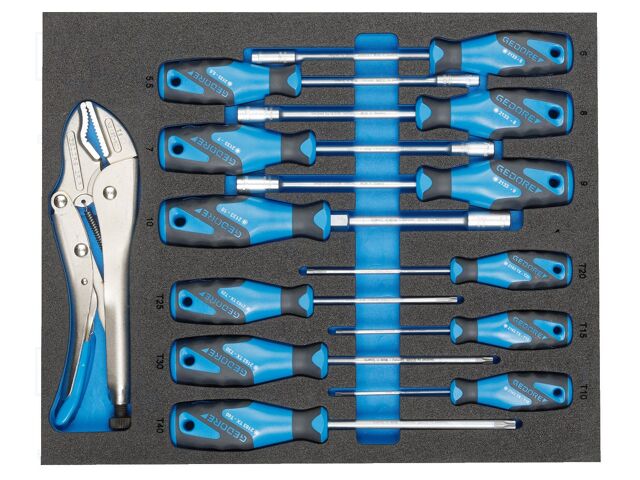 Kit: pliers and screwdrivers; locking; tool trolley; 13pcs.