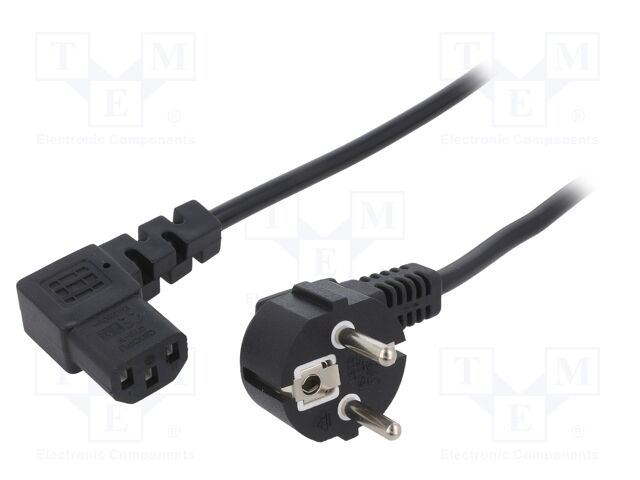 Cable; 3x1mm2; CEE 7/7 (E/F) plug angled,IEC C13 female 90°