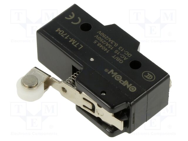 Microswitch SNAP ACTION; 15A/250VAC; 0.03A/250VDC; SPDT; ON-(ON)