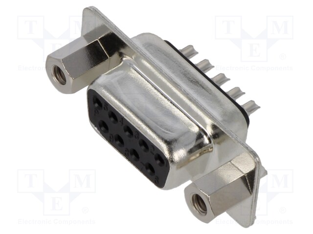 D-Sub; PIN: 9; plug; female; stamped and formed contacts; black