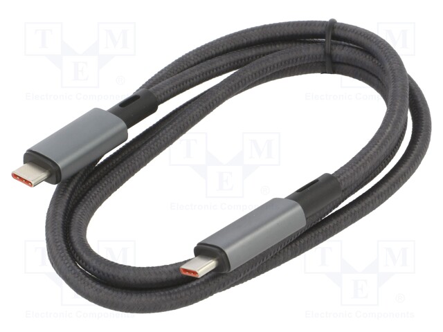 Cable; USB 4.0; USB C plug,both sides; nickel plated; 1m; black