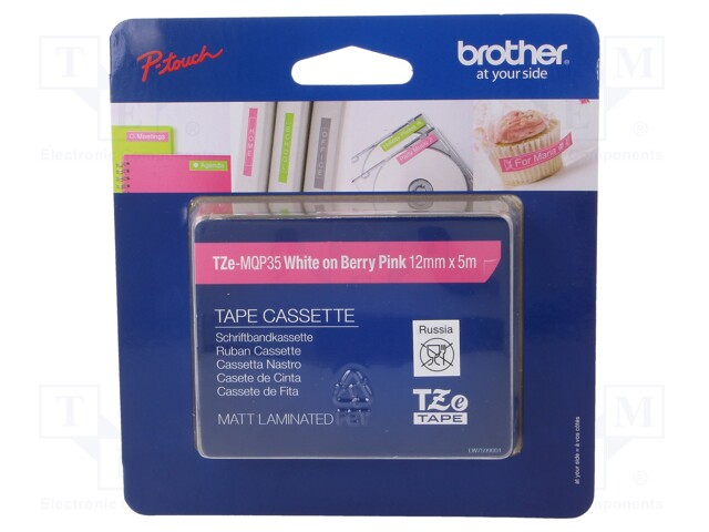 Tape; Width: 12mm; Colour: pink; Character colour: white; L: 5m