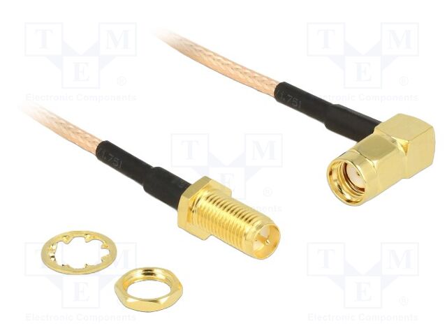 Cable; 160mm; RP-SMA male,RP-SMA female; transparent; 50Ω