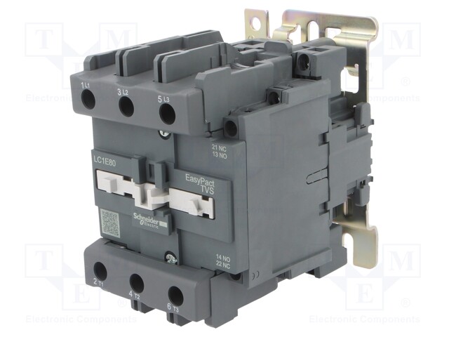 Contactor: 3-pole; NO x3; Auxiliary contacts: NO; 230VAC; 80A; DIN