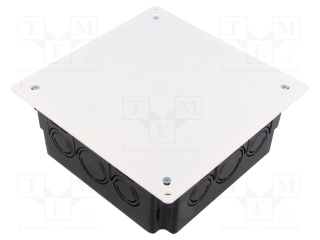 Enclosure: back box; X: 150mm; Y: 150mm; Z: 65mm; plaster embedded
