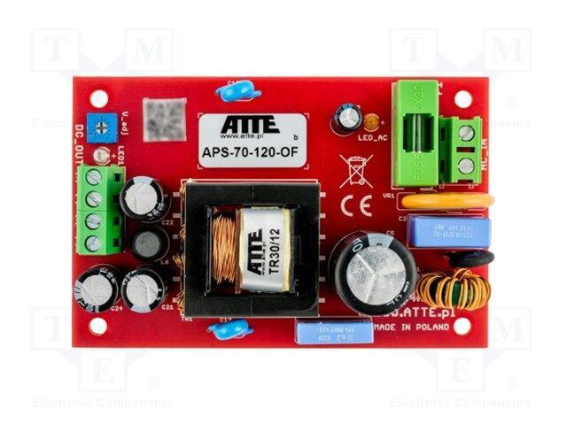 Power supply; IP20; 190÷260VAC; CCTV; PCB; APS; 12VDC; -25÷50°C