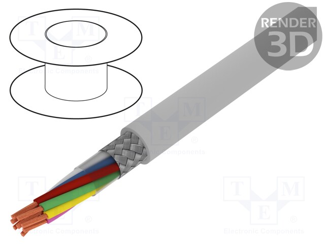 Wire; BiT LiYCY; 8x0,5mm2; tinned copper braid; PVC; grey