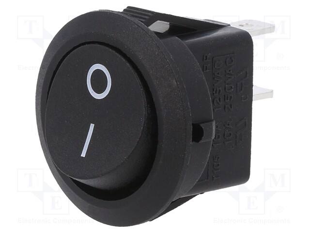 ROCKER SWITCH, SPST, BLACK, PANEL