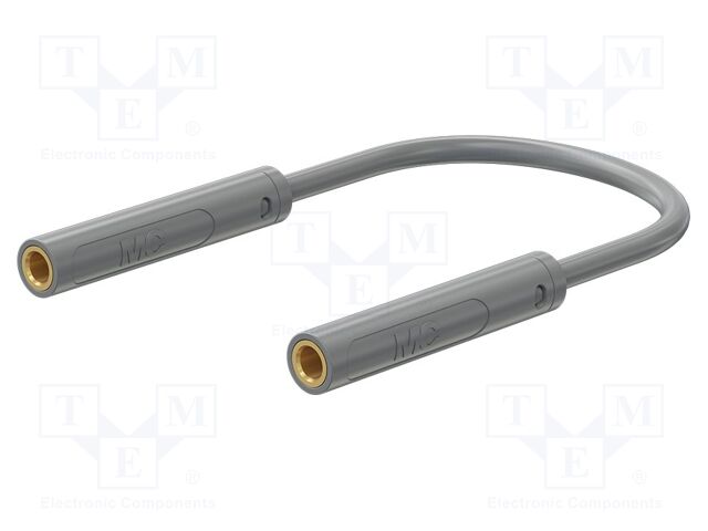Test lead; 60VDC; 30VAC; 19A; banana socket 4mm,both sides; grey