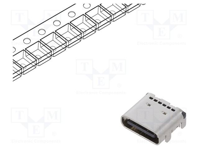Socket; USB C; on PCBs; SMT; PIN: 24; angled 90°; USB 3.1