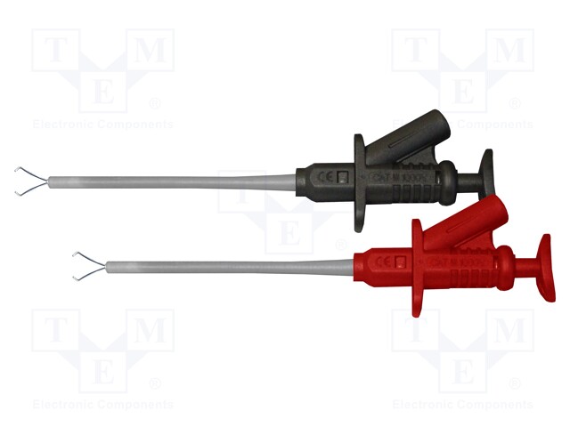 Clip-on probe; crocodile; 5A; black,red; 4mm; Overall len: 160mm