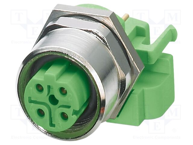 Connector: M12; socket; PIN: 4; female; 250V; straight; IP67; THT