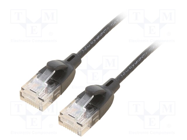 Patch cord; U/UTP; 6a; OFC; PVC; black; 2m; RJ45 plug,both sides