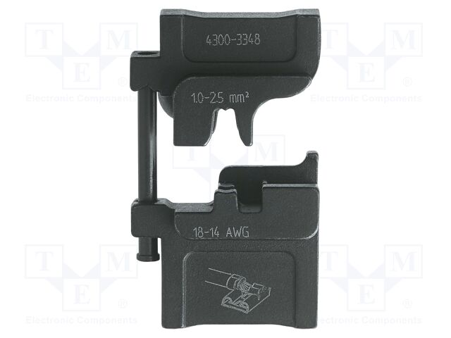 Crimping jaws; non-insulated terminals; angular,right,female