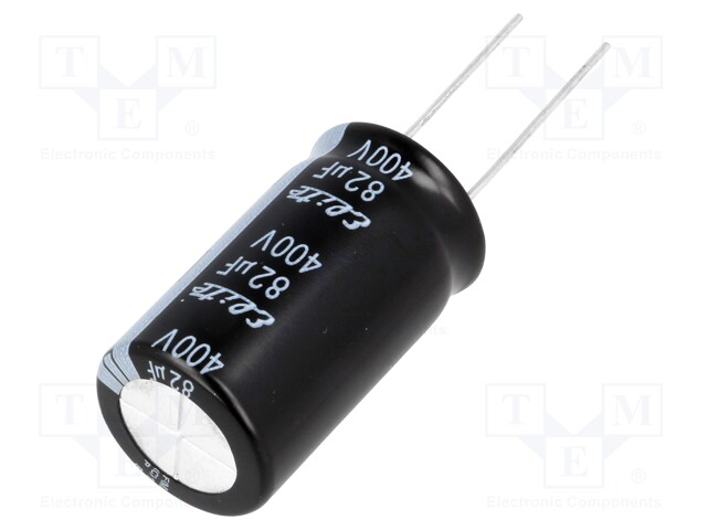 Capacitor: electrolytic; THT; 82uF; 400VDC; Ø18x31.5mm; ±20%; 2000h