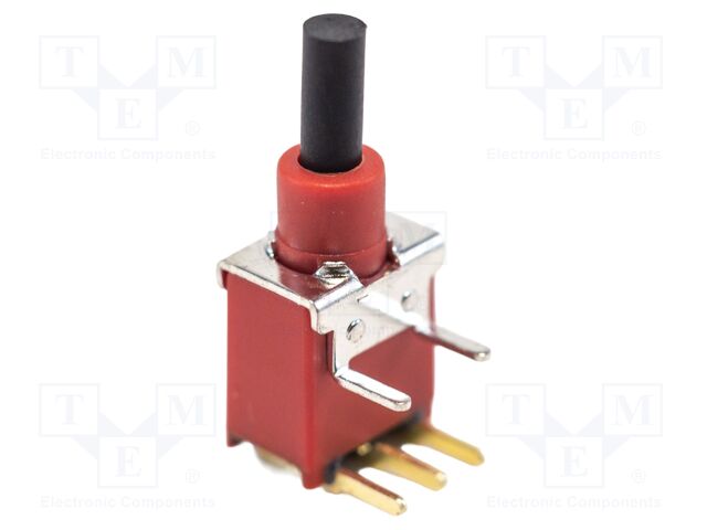 Switch: push-button; Pos: 2; SPDT; 1A/250VAC; 3A/28VDC; ON-(ON)