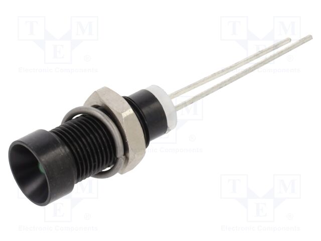 Indicator: LED; recessed; green; 2.2VDC; Ø6mm; 2pin; metal