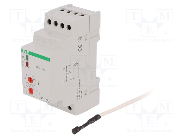 Module: regulator; temperature; NO/NC; DIN; 250VAC/16A; -30÷60°C