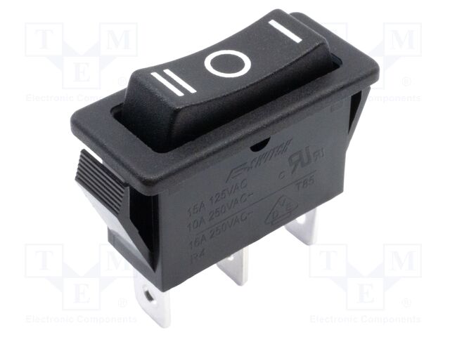 ROCKER SWITCH, SPDT, 15A, 125VAC, BLACK