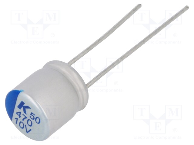 Capacitor: polymer; 470uF; 10VDC; ESR: 16mΩ; A750; THT; ±20%; 2000h
