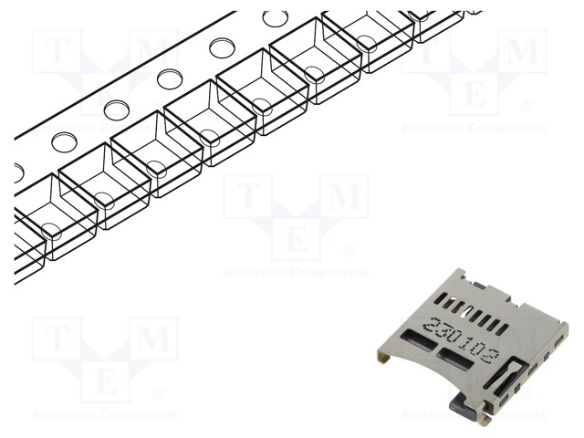 Connector: for cards; microSD; push-push; SMT; gold flash; PIN: 8