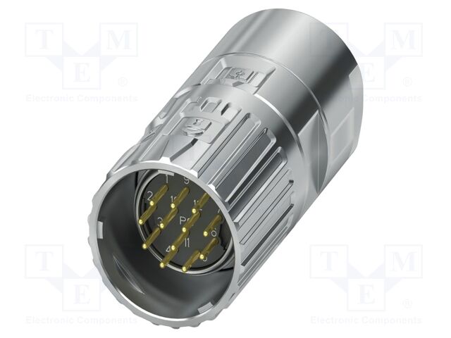 Connector: M23; plug; PIN: 12; crimped; straight; M23 PRO; 8A; 150V