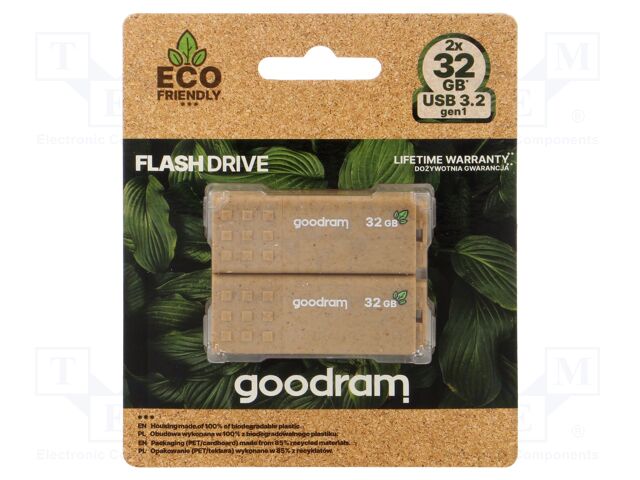 Pendrive; Eco Friendly,USB 3.2; 32GB; R: 60MB/s; W: 20MB/s; USB A