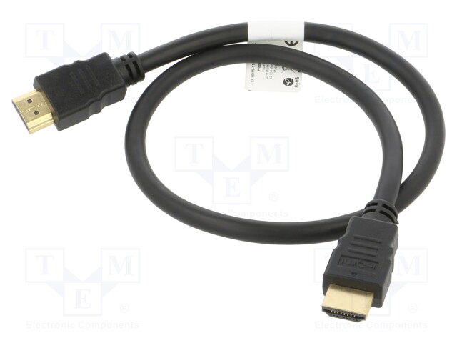 Cable; HDMI 1.4; HDMI plug,both sides; PVC; 0.5m; black; 30AWG