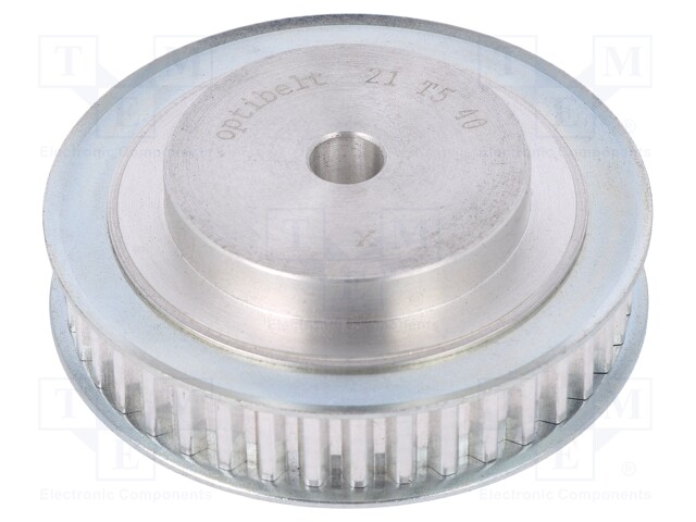 Belt pulley; T5; W: 10mm; whell width: 21mm; Ø: 62.85mm; aluminium