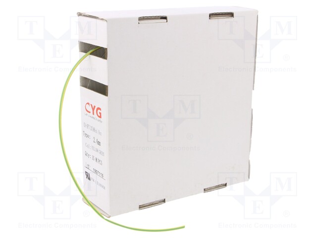 Heat shrink sleeve; glueless; 2: 1; 2.4mm; yellow-green; -55÷125°C