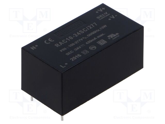 Converter: AC/DC; 10W; Uout: 24VDC; Iout: 420mA; 80%; Mounting: PCB