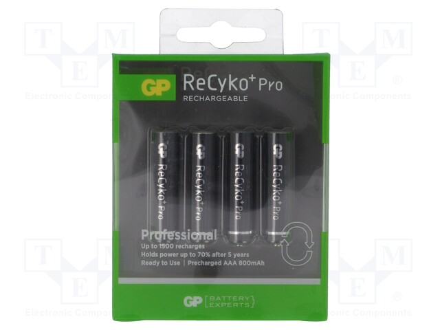 Re-battery: Ni-MH; AAA,R3; 1.2V; 800mAh; ReCYKO+ PRO; Ø10.5x44.5mm