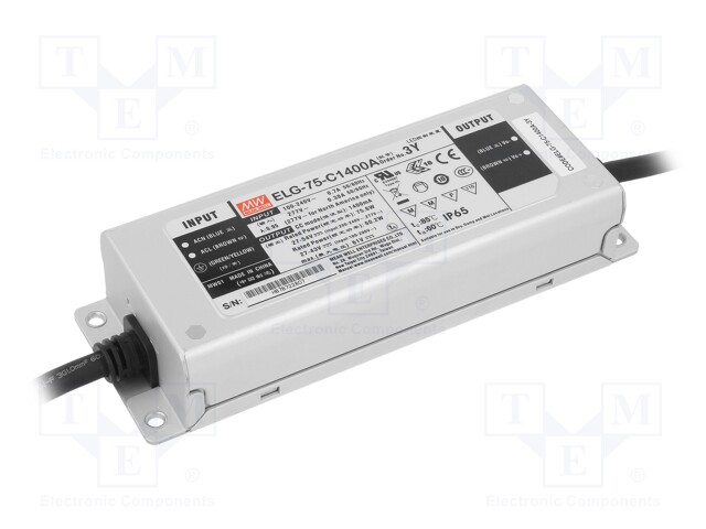 Power supply: switched-mode; LED; 75.6W; 27÷54VDC; 700÷1400mA
