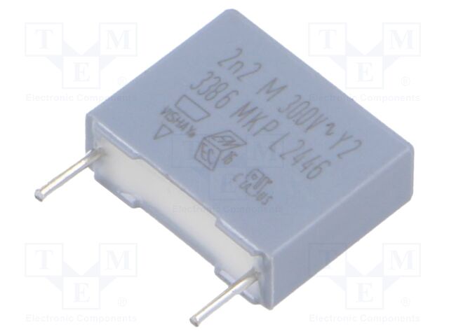 Capacitor: polypropylene; 2.2nF; 12.5x10x4mm; THT; ±20%; 10mm