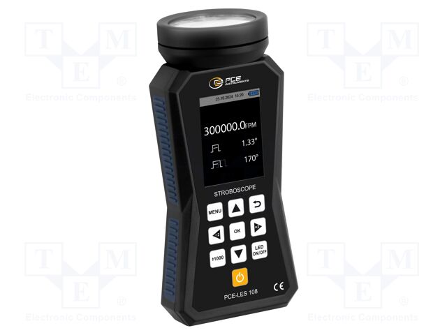 Meter: tachometer, LED stroboscope; Display: LCD 2,8"; IP52; 3h
