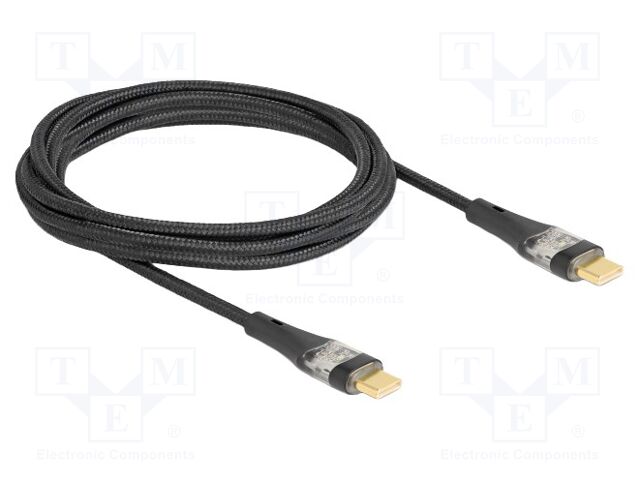 Cable; USB 2.0; USB C plug,both sides; 2m; black; 21AWG,28AWG